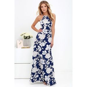 In Blossom Blue Floral Print Maxi Dress